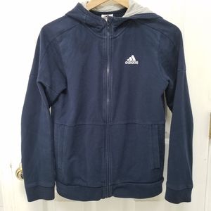 Adidas 3 Stripe Zip Up Hoodie 100% cotton